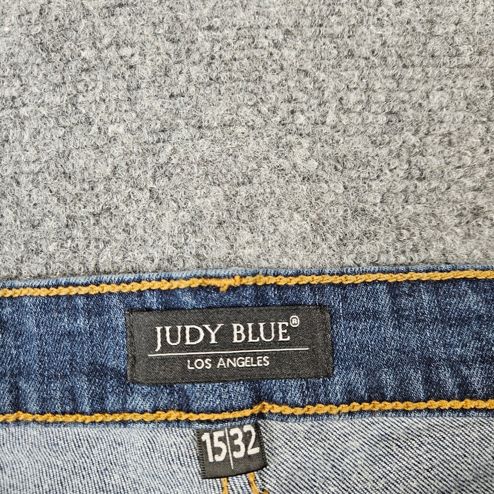 Judy Blue Skinny Fit Distressed‎ Plaid Patch Jeans Medium Wash JB8268DK 15/32 - Picture 3 of 12
